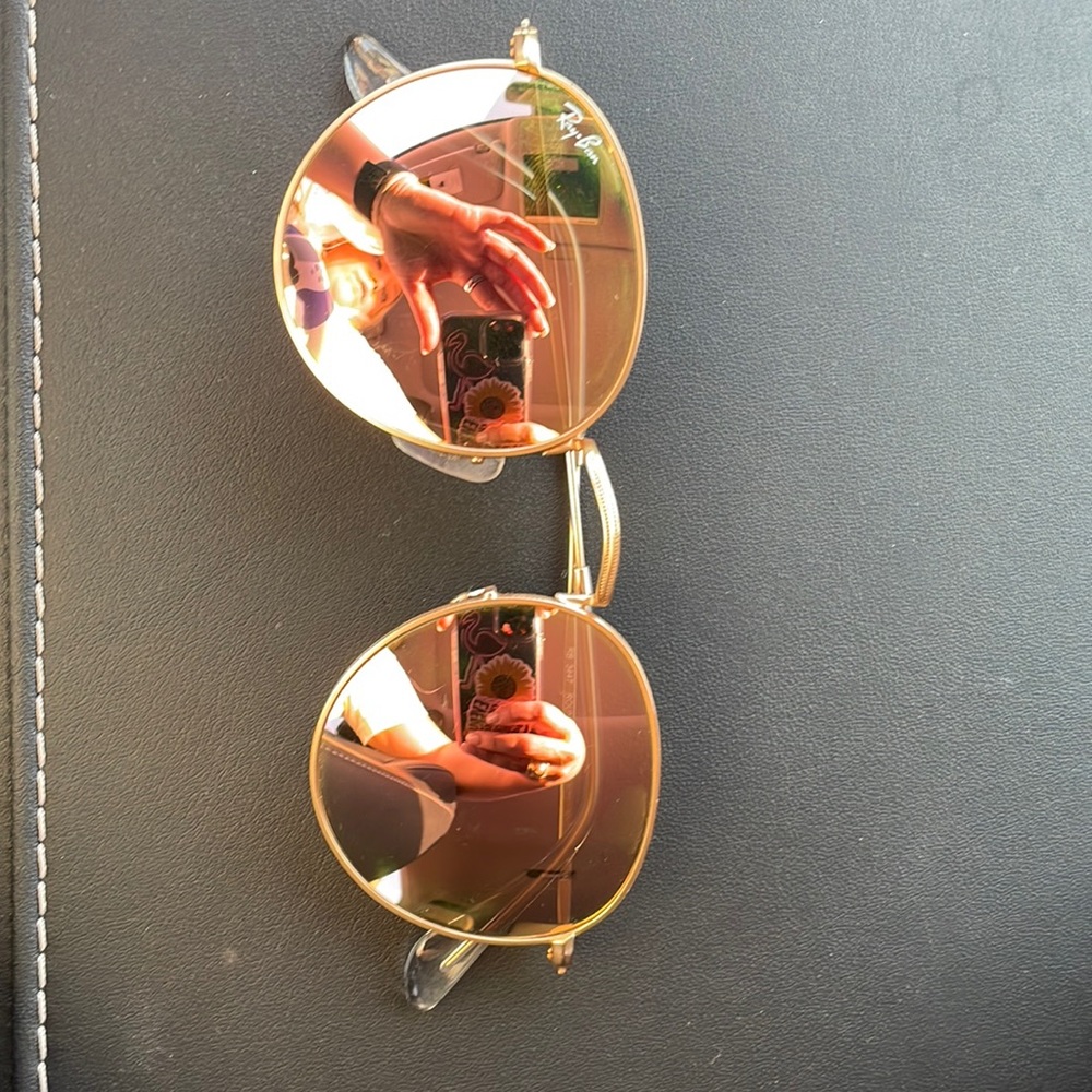 Ray ban rose colored round glasses
